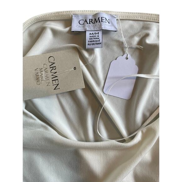 CARMEN MARC VALVO, SIZE M, CREAM RUCHED LONG SLEEVE TOP - Picture 4 of 4